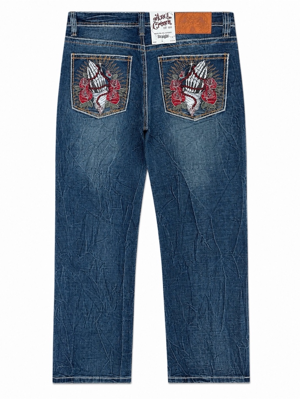 NWT Axe & Crown Salvation Embroidered Praying Hands Classic Straight Jeans 32